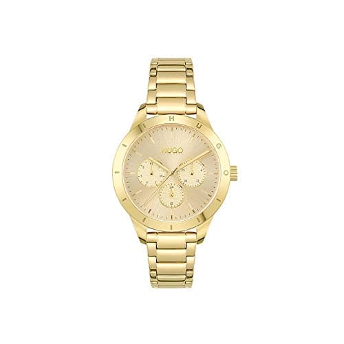 Image of Hugo #Friend Women's Multifunction Stainless Steel and Link Bracelet Casual Watch, Color: Gold Plated (Model: 1540091)