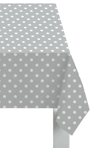 Image of Sabichi Grey Polka Dot PVC Tablecloth - Waterproof, Wipe Clean, Stylish Design, Perfect For Dining & Activities - Large Rectangular 178 X 132cm Pvc Table Cloth