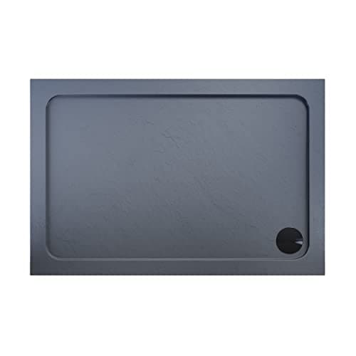 Image of ELEGANT Rectangular 1200 x 900 x 40mm Grey Stone Tray for Shower Enclosure Cubicle + Waste Trap