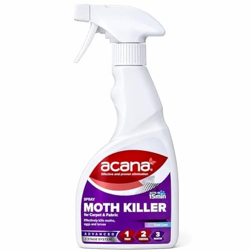 Image of Acana Moth Killer Spray 500ml for Carpet & Fabric – Fresh Linen Scent Clothing Protection Spray for Wardrobes, Rugs & Upholstery, Helps Protect Against Moth Activity, Home Fabric Care Solution