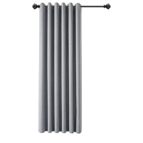 Image of INSPIRE HOMEWARE 100% Blackout Eyelet Linen Curtains for Living Room 66x84 Inch Drop Thermal Insulated & Super soft Ring Top Grey Curtain Single Panel with Matching Tie Backs