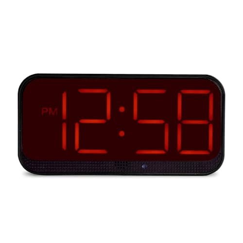 Image of Acctim Silas LED Wireless Alarm Clock, 2-inch Display with Adjustable Volume and Brightness (Red LED)