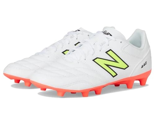 Image of New Balance Men's 442 Academy Fg V2 Soccer Shoe, White/Energy Red/Hi-lite, 11 Wide