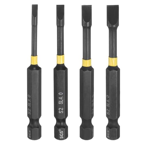 Image of sourcing map 4pcs SL3-SL6 Slotted Impact Screwdriver Bits 3mm-6mm Slotted Tip 1/4" Hex Shank 70mm (2.8") Long Magnetic Flat Head Phosphated S2 Steel Screw Driver Drill Bits Electric Power Tool
