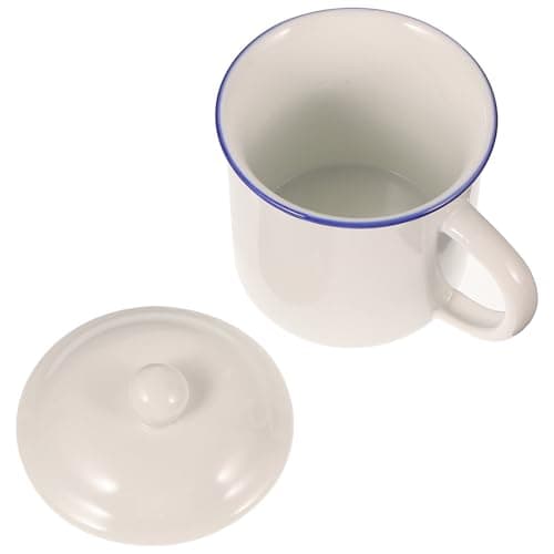Image of NUOBESTY Retro Vintage Enamel Mug 400ML White Ceramic Drinking Cup Coffee Tea Water Cup for Home Use