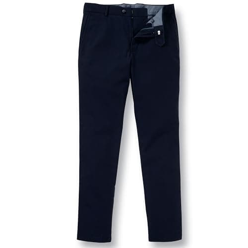 Image of Charles Tyrwhitt Men's Chino Trousers - Ultimate Non-Iron Stretch Navy Chinos for Men - Slim Fit - Smart Casual Cotton Chinos for Work, Travel & Everyday Wear