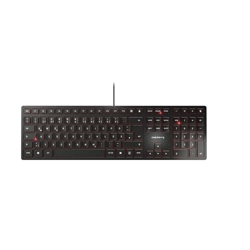 Image of CHERRY KC 6000 SLIM, Ultra-Flat Design Keyboard, German Layout (QWERTZ), Wired (USB-A Connection), Quiet, Durable Key Labelling, Black