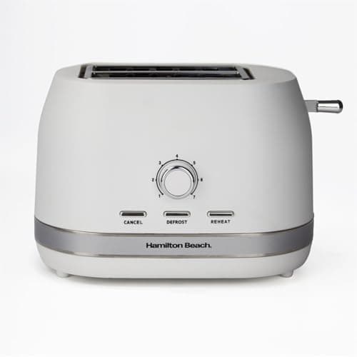 Image of Hamilton Beach Toaster 2 Slice, Ella, 800W, Wide Slots, 7 Variable Browning Levels, Defrost, Cancel & Reheat Settings, Removable Crumb Tray, Integrated Cord Storage, Matte White - HBT1322MW