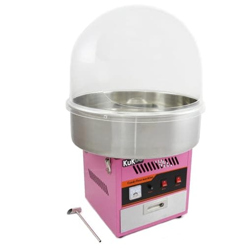 Image of KuKoo Cotton Candy Floss Maker & Dome Commercial Retro Pink Stainless Steel, 51cm x 83cm x 51cm