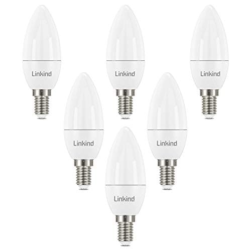 Image of Linkind E14 LED Candle Bulb, 2700K Warm White, 7.2W=60W SES Candle Light Bulbs, 806 Lumens, Small Edison Screw C35/B35 Bulbs, 6-Pack