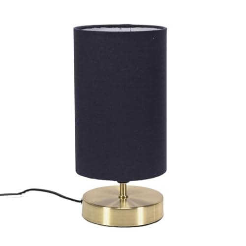 Image of ValueLights | Brushed Gold Cylinder Touch Dimmer Table Lamp with Navy Blue Fabric Shade Bedside Light Bedside Light | Table Lamps, Home Décor & Improvement Essential