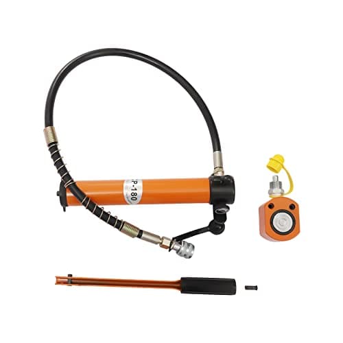 Image of CLEADONG 10T Hydraulic Ram Cylinder Jack Low Profile Porta Power Ram Single, CP-180 Steel Lifting Manual Pump Car Repairing Set, Single Acting Lifting Cylinders for Machinery Shipbuilding