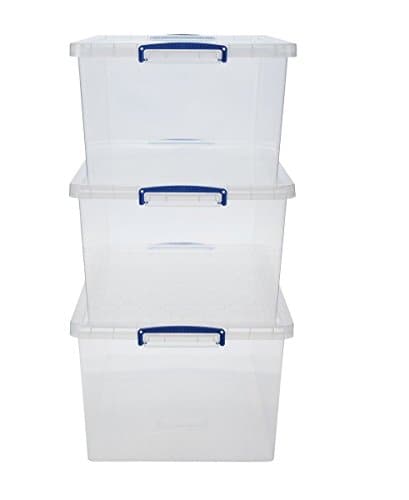 Image of Really Useful 62 Litre Nesting Boxes Clear - Set of 3