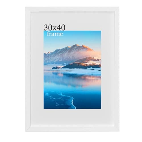 Image of 30 x 40 cm Frame, White Wooden 12 x16 inch Picture Frame, 30x40 cm Photo Frame with Plexiglass, Wall-Mounted 30x40 cm Poster Frame, Photo Frame for A4 Print, Bedroom and Living Room Decoration