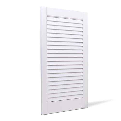 Image of Bortaberg Louvre Door, Pine Wood, Vented Open, Natural or White Color, Slatted Wardrobe Doors, Internal Louvre Cupboard Doors, Various Sizes (White, 720mm (28.3'') x 494mm (19.4''))