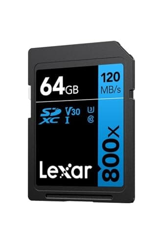 Image of Lexar SDXC High-Performance 64GB 800x UHS-I Series BLUE, Class 10, U3, V30, for 4K Video Recording, High Transfer Speed, Black/Blue