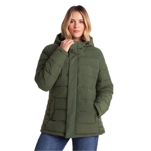 Image of TOG24 Sleight Women's Padded Jacket Water-Resistant Windproof Quilted Puffer Jackets, Ladies Winter Warm Insulated Hooded Coat Dark Green UK10
