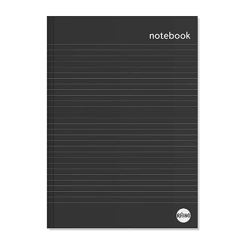 Image of Rhino A4 Notebook, 192 Page / 8mm Lined Writing Book, 1 Pack, Hardback & Casebound Pad, School & Office Stationery Supplies