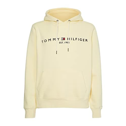 Image of Tommy Hilfiger - Hoodie For Men Men's Hoodie - Pullover Hoodie Featuring Tommy Logo Design - White Drawstring - Lemon Twist - M