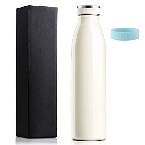 Image of Love-KANKEI Water Bottle Vacuum Insulated Bottle 500ml/24hrs Cold - Stainless Steel Double Walled and BPA Free - 12hrs Hot Drinks Water Coffee Milk White Thermal Flask Travel Flask