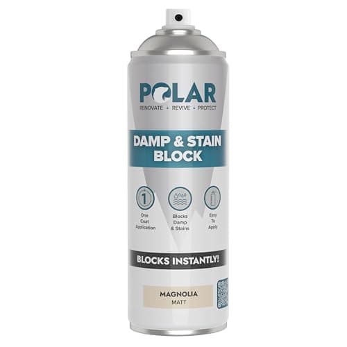 Image of Polar Damp & Stain Block Spray - 500ml, Matt Magnolia - Covers Damp, Mould, Grease, Nicotine & Rust Stains - Anti Mould & Damp Proof Paint for Internal Walls & Ceilings - Dries in 10 Min, Low Odour