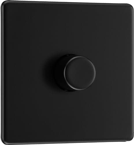 Image of BG Electrical Intelligent Single Wall Dimmer Switch, 2 Way, Screwless Front Plate, Premium Flatplate, Matt Black, 200W, FFB81