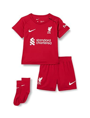 Image of Liverpool F.C. Unisex 2022/23 Season Official Home Game Kit, Tough Red/White, 24-36M