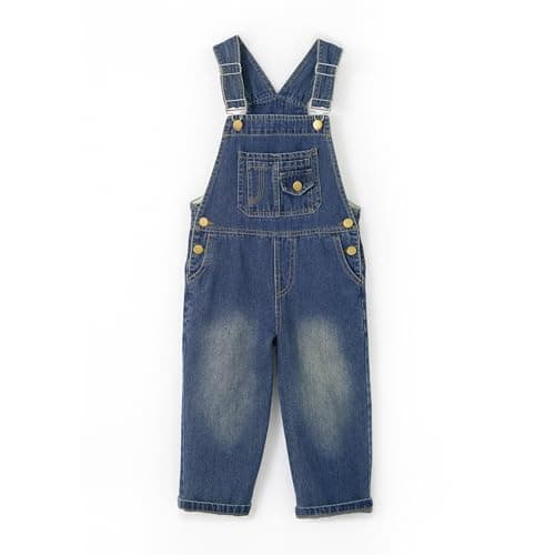 Image of Miipat Girls Denim Overalls Toddler Boys Girl Baggy Jeans Dungarees with Pockets Casual Bib Jumpsuit for Little Kids(90 3-4 Years
