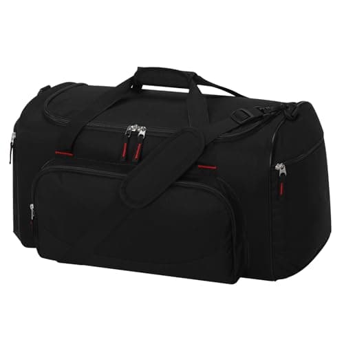 Image of LONALIA 45L Gym Sports Duffle Bag - 20 inch Weekend Holdall Duffel Bag for Travel Overnight Training (Black)