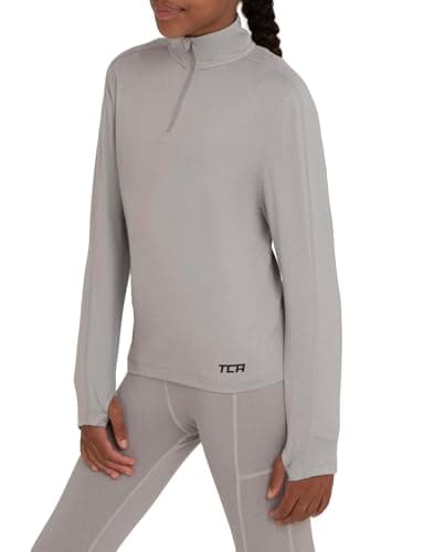 Image of TCA Girls Lightweight Fusion Quickdry Long Sleeve Half-Zip Running Top - Cool Grey Heather, 12-14 Years