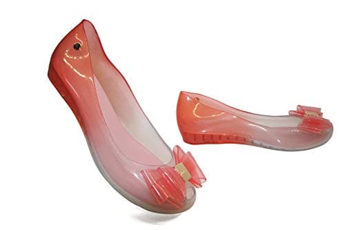 Image of IVACHY Womens Jelly Ballet Shoes, Bow Details Slip-On Flats, Comfy Ladies Casual Wear Every-Day Closed Toe Ballerina Pumps