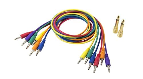Image of Korg - SQ-CABLE6 - 75cm Mini Jack Patch Leads with Two Adaptors - Pack of 6 - Mixed Colours