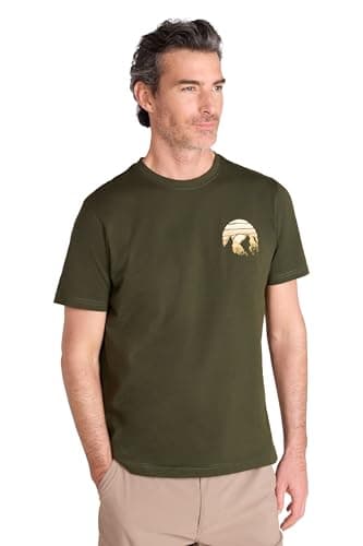 Image of Mountain Warehouse Mountain Peak Men’s Graphic T-Shirt - Breathable & Comfortable Lightweight Tee with UV Protection - Spring, Summer, Walking, Hiking & Outdoors Khaki L