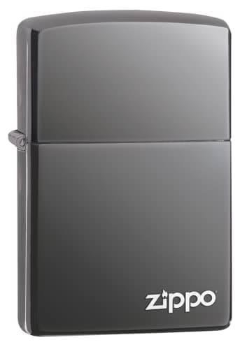 Image of Zippo Windproof Lighter - Logo - Black Ice, Laser Engrave - Refillable for Lifetime Use - Adjustable Flame - Gift Box - Metal Construction - Made in USA