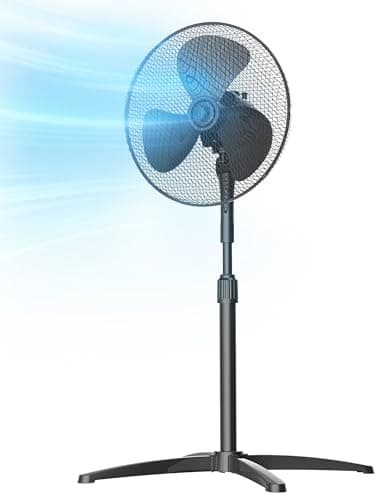 Image of Midea MPF25MBUK 40W Pedestal Fan, 3 Speed Settings, 90° Oscillation, Adjustable Height Stand Fan, Powerful Airflow and Quiet Operation, Ideal For Home & Office, Black