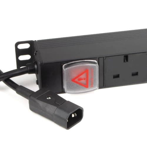Image of kenable PDU Power Distribution Unit 12 Way UK Sockets Vertical Mount with C14 IEC Plug 3m Cable for Server Rack Cabinet Network Equipment Black