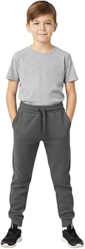 Image of ITRAT Boys Girls School Jog Pants Kids Sports Fleece PE Joggers Trouser Jogging Tracksuit Bottoms Kids Sport Gym wear Casual Trouser 5-14 Years (9-10 Charcoal)