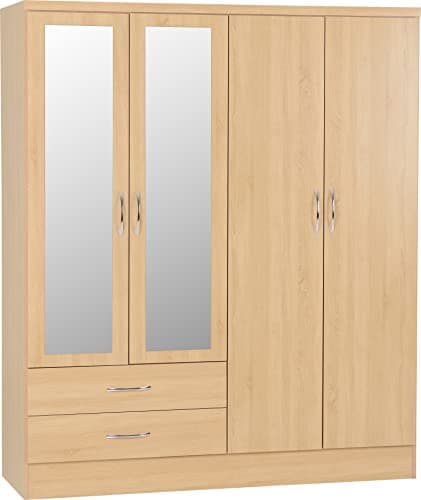 Image of Seconique Nevada 4 Door 2 Drawer Wardrobe in Sonoma Oak Effect
