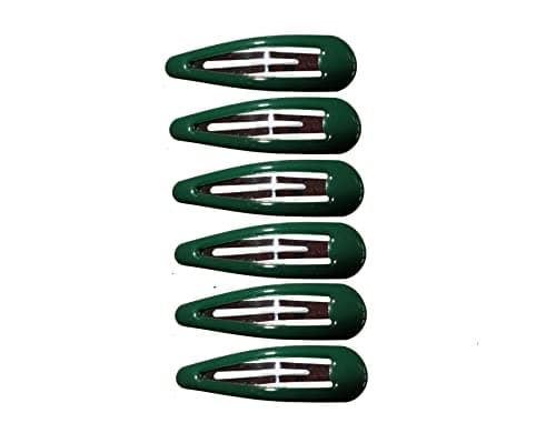 Image of 6 x 5cm Bottle Green Bendies Sleepies Snap Clips Hair Clips Slides School Colours for Women Girls by Glitz4Girlz (Bottle Green)