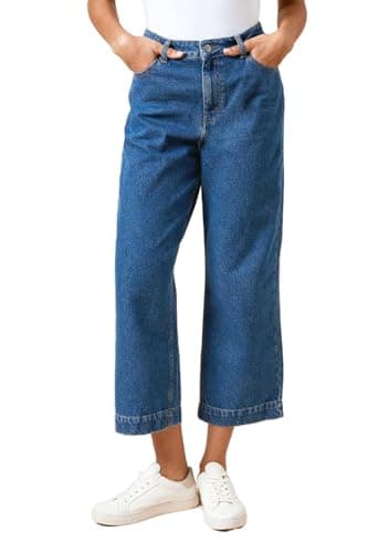 Image of Dorothy Perkins Cropped Wide Leg Jean, 14, Mid Blue