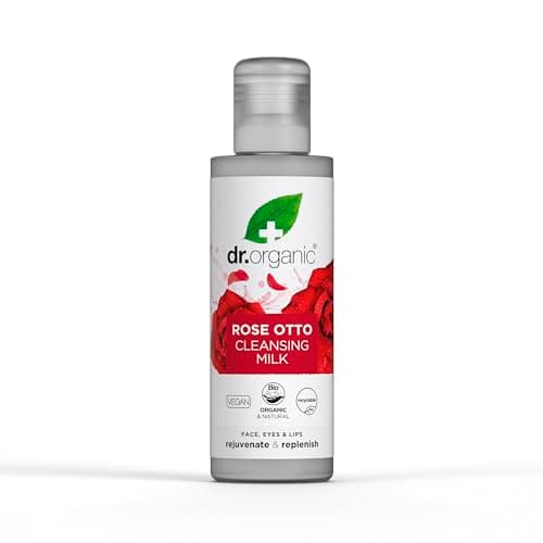 Image of Dr Organic Rose Otto Cleansing Milk, Restoring, Mature Skin, Mens, Womens, Natural, Vegan, Cruelty-Free, Paraben & SLS-Free, Organic, 150ml, Packaging may vary