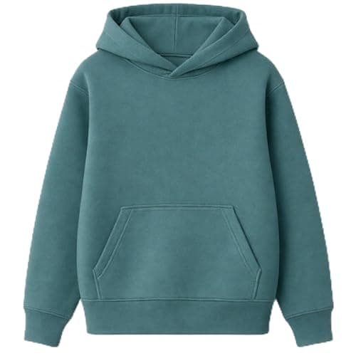 Image of Unisex Premium Fleece Pullover Hoodie – Soft Thick Cotton 350GSM, Cozy Regular Fit Sweatshirt with Kangaroo Pocket (Multiple Colours) (UK, Alpha, L, Regular, Regular, TEAL GREEN)