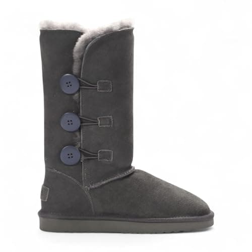 Image of TruClothing Women's Sheepskin Suede Warm Winter Lined Mid-Calf Boots - Grey 5