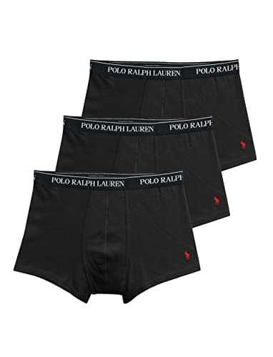 Image of Polo Ralph Lauren Men's Classic Fit Cotton Trunks 3-Pack, Polo Black/Red, Small