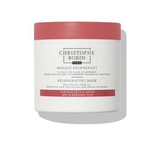 Image of Christophe Robin Regenerating Mask with Prickly Pear Oil 250ml – 97% Natural Nourishing Treatment with Prickly Pear Oil & Ceramides – Restores Dry, Damaged & Chemically Treated Hair