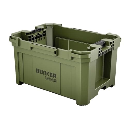 Image of BUNKER Load-Up Stacking Tool Crate - Large Modular Storage Box with Side Rails, Heavy-Duty Polypropylene, Interlocking Design - Compatible with BUNKER Load-Up System, 285mm