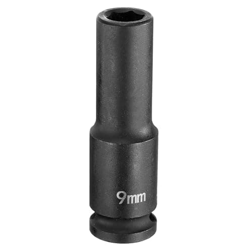 Image of sourcing map Deep Impact Socket 3/8" Square Drive by 9mm Metric 6 Point Socket 65mm (2.56") Long CR-MO Steel Industrial Grade Flip Socket for Home Auto Hex Nuts Bolts Repair, Black