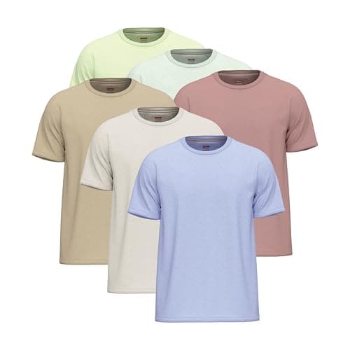 Image of 6 Pack T-Shirts Men UK Round Neck Tshirt Mens Cotton tee Shirt t Shorts for Man Teeshirt Men's 2 Pack Shirt Mans tees Shirts for Man