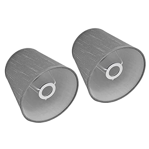 Image of Haosie 2PCS Fabric Indoor Lamp Shades, E14 Chandelier Lampshade, Table Lamp Shades, Silver Grey Lampshades for Floor, Table, Wall Lamps (11.2×15.2×14cm)