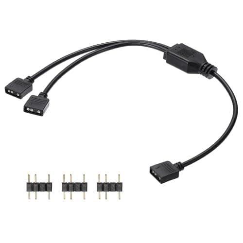 Image of sourcing map ARGB Splitter Cable, 5V 12" 3 Pin 1 to 2 Female to Female ARGB Adapter Cable with 3 Pin Male Connectors for PC Computer ARGB Fan/LED Lights, Black